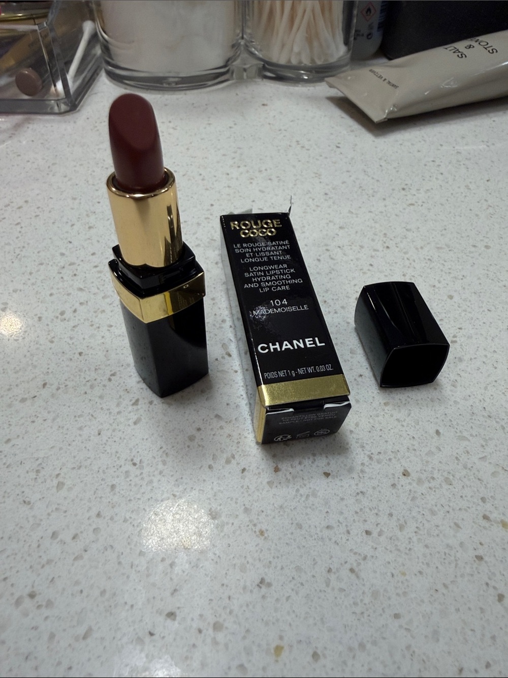 CHANEL Rouge Coco Matte Lipstick Mini — 104 Mademoiselle (Deep Rose-Berry)